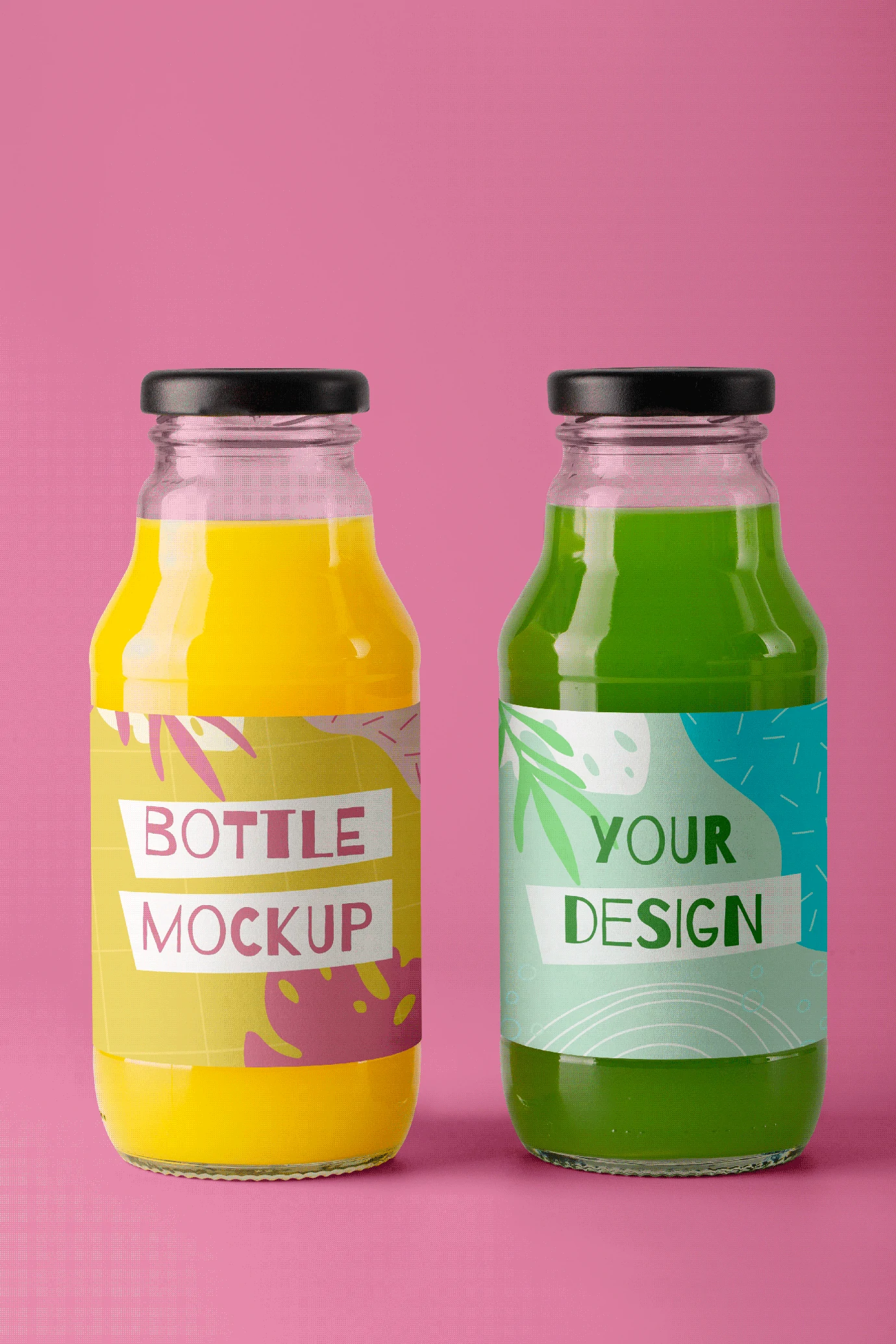 果汁饮料饮品玻璃瓶手持包装VI提案展示效果智能贴图样机PSD素材【013】
